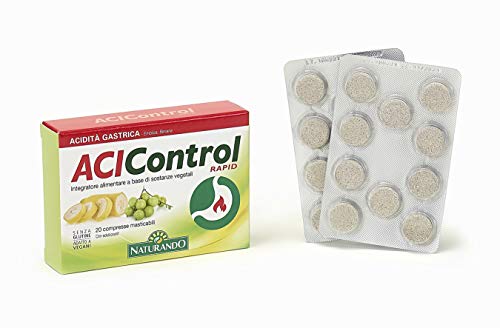 Naturando - Acicontrol Rapid 20 Comprimidos Masticables - Complemento alimenticio para el Control del Ácido gástrico y la Eliminación de los Gases Intestinales