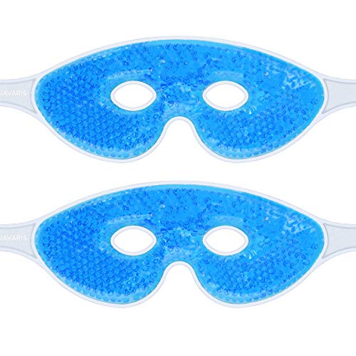 Navaris Compresa fría para ojos - 2x Antifaz de gel de calor y frío - Compresas ajustables y reutilizable para la cara con forma de gafas - Azul