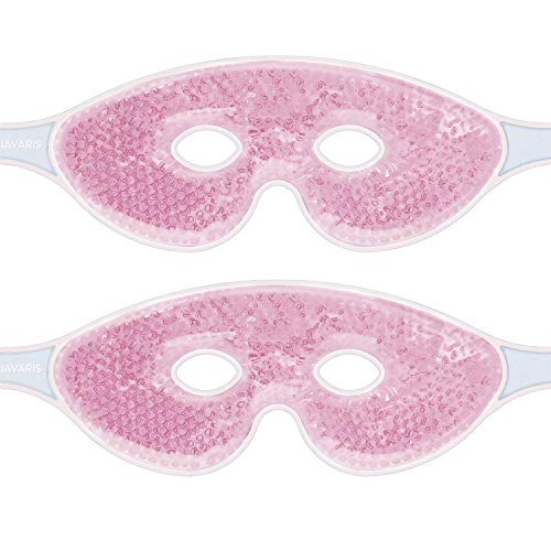 Navaris Compresa fría para ojos - 2x Antifaz de gel de calor y frío - Compresas ajustables y reutilizable para la cara con forma de gafas - Rosa