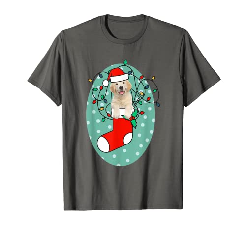 Navidad medias perro Golden retriever amor 2 Camiseta