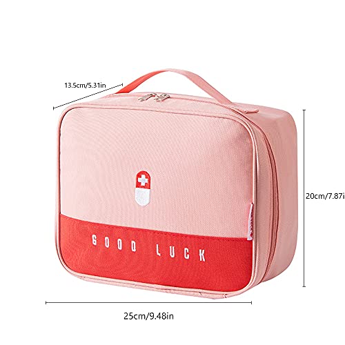 NEBELILI Bolsa para medicamentos, bolsa de emergencia, vacía, bolsa de medicina, bolsa de almacenamiento portátil, bolsa de medicamentos, para casa, oficina, viajes (rosa)