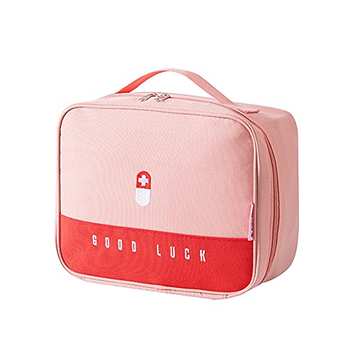 NEBELILI Bolsa para medicamentos, bolsa de emergencia, vacía, bolsa de medicina, bolsa de almacenamiento portátil, bolsa de medicamentos, para casa, oficina, viajes (rosa)