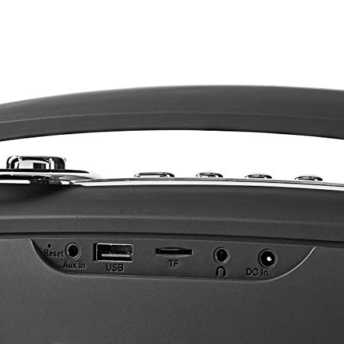 Nedis Radio FM Nedis - Radio FM - 60 W - Bluetooth - Micrófono Integrado - Diseño Retro y Compacto - Negro/Plata Aluminio / Negro 1.00 m