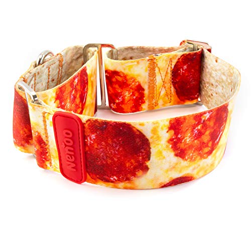 Nenoo Collar Martingale para Galgos y Otros Perros Que Escapan de los Collares Normales. Patrón de Deliciosa Pizza! 30-49 cm