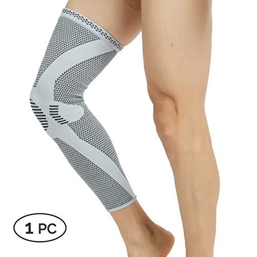 Neotech Care - Manga de compresión para rodilla y pierna (1 Unidad) - Tejido de punto de fibra de bambú - Material elástico y transpirable - Compresión mediana - Gris - M