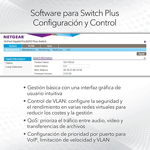 Netgear GS105PE-10000S - Switch ProSAFE (5 puertos Ethernet Gigabit, con PoE Web Managed y garantía durante su vida útil)