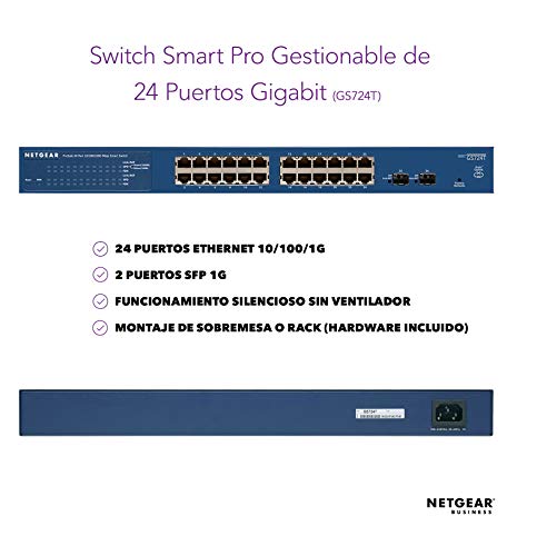 Netgear GS724T-400EUS ProSAFE - Switch gestionable, Azul, 24 puertos