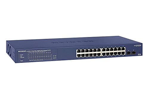 Netgear GS724TP-200EUS - Switch ProSAFE (24 Puertos Gigabit PoE, Ethernet con 2 Puertos SFP para Fibra Smart Managed Pro), Color Azul