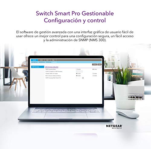 Netgear GS728TX-100NES - Switch Smart Managed ProSAFE (24 Puertos Gigabit + 4 Puertos Gigabit Combo SFP+ y garantía Durante su Vida útil)