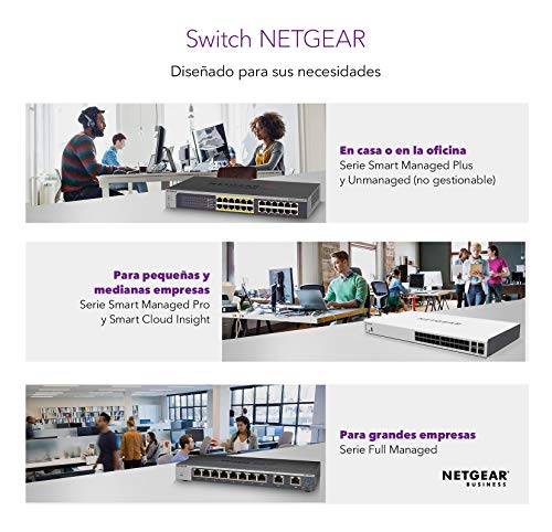 NETGEAR Switch Ethernet GS116GE no gestionado de 16 puertos, switch Gigabit con opciones de montaje en sobremesa o pared y asistencia técnica limitada de por vida