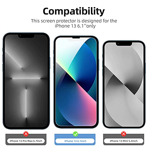 NEW'C 3 Unidades, Protector de Pantalla para iPhone 13, iPhone 13 Pro (6,1"), Antiarañazos, Antihuellas, Sin Burbujas, Dureza 9H, 0.33 mm Ultra Transparente, Vidrio Templado Ultra Resistente