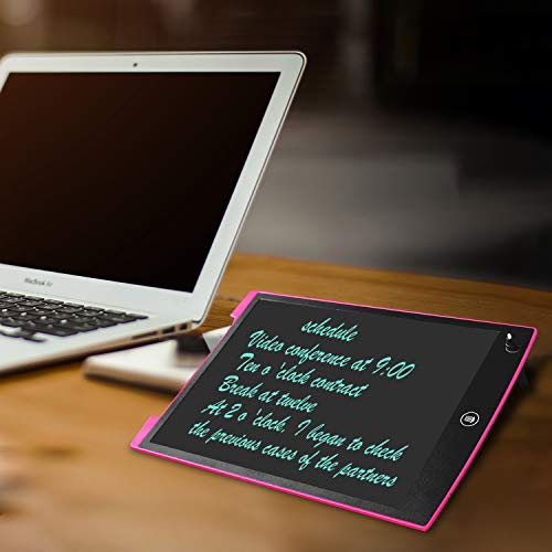 NEWYES - Tablet LCD para Escribir o Dibujar - 12 Pulgadas - Tablets gráficas sin Papel para Oficina o para el hogar niños - con botón de Bloqueo (Rosa)
