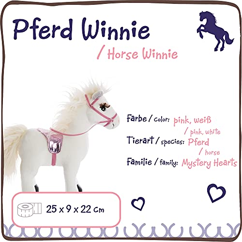 NICI Winnie el Caballo Suave de 25 cm de pie con Brida y Silla de Montar-Peluches Pony Juguetes, niños y bebés-Animal de Relleno para Jugar y abrazar, Color Blanco/Rosa, (47106)