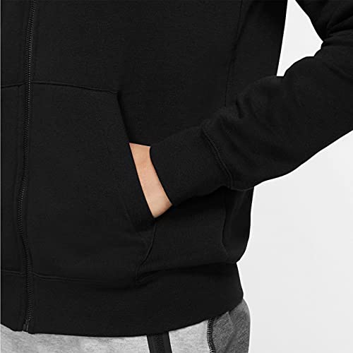 NIKE Essential Hoodie FZ FLC Sudadera con Capucha y Cremallera Completa, Mujer, Negro (Black/(White), L