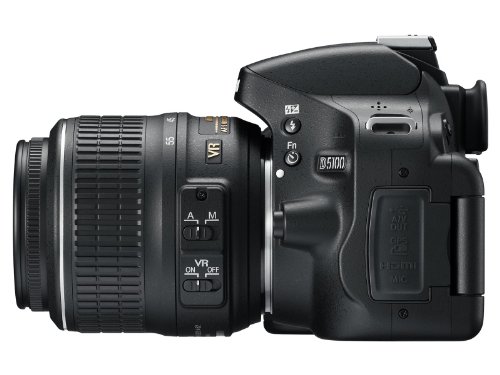 Nikon D5100 - Cámara réflex digital de 16.2 Mp (pantalla articulada 3", estabilizador óptico, vídeo Full HD), color negro - kit con objetivo AF-S DX 18-55mm VR f/3.5 [importado]