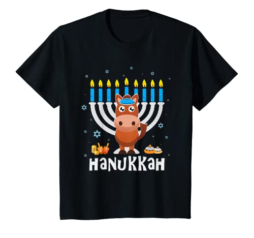 Niños Lindo caballo de dibujos animados Hanukkah pijama para niños niños Hanukkah Camiseta