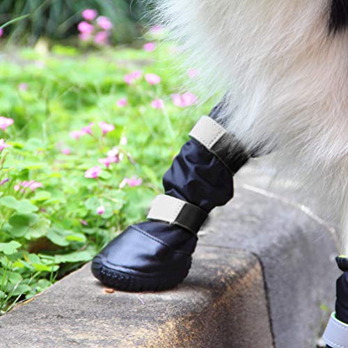 Niocase Dog High Shoes Reflexivo Artículo Correa Doble Zapatos Antideslizante Impermeable Transpirable Suave y Cálido Protección del Pie Suministros para Mascotas Perros Medianos Grandes Negro - XL