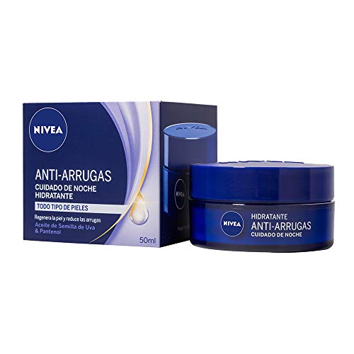 NIVEA Hidratante Anti-arrugas Cuidado de Noche (1x 50 ml), crema antiedad para regenerar la piel y reducir las arrugas, crema hidratante de cuidado facial