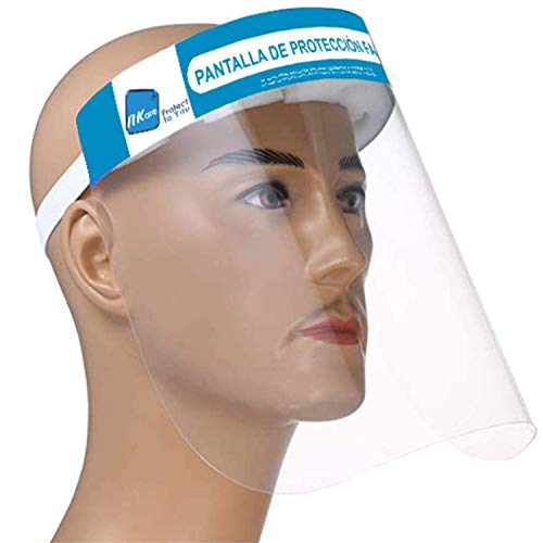 NK - Pack 10 unidades - Pantalla Protección Facial Transparente, Pantalla Protectora Cara, Protector Facial, Visera Protectora con cinta ajustable (x10)