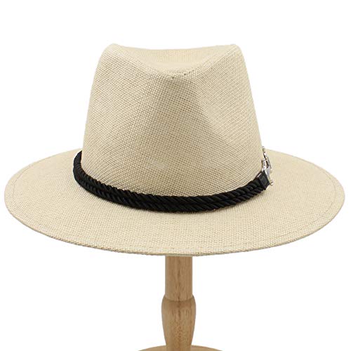 No-branded HOUJHUS Sombrero de Jazz Retro británico for Hombre Sombrero panameño Sombreros Fedora Fedoras Algodón A Cuadros Primavera Otoño (Color : Caqui, Size : 56-58cm)