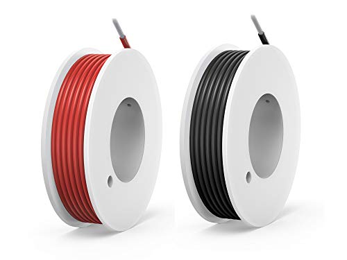 NorthPada 22 AWG 0,3mm² Alambres eléctricos Kit de Cable Eléctrico Cables de silicona Cable de cobre estañado 2 Colores(Negro+Rojo) 600V 3A 16 Metros