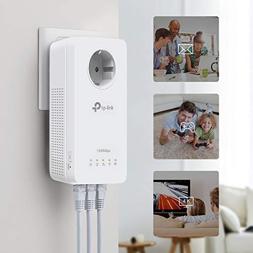 【Nuevo】 TP-Link TL-WPA8631P - Repetidor WiFi PLC, Powerline WiFi AC1200 en 2GHz/5GHz., 3xPuertos Gigabit, Enchufe Integrado, 2x2 MIMO, Sincronización Automática, Plug&Play, 1 Pieza