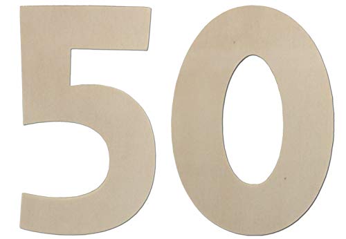 Números decorativos para 50 cumpleaños de madera, idea de regalo de cumpleaños o como decoración de mesa (30 cm)