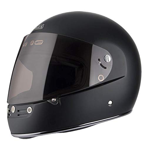 NZI Street Track 3 Negro Mate - Casco Integral Vintage Clasico (M)