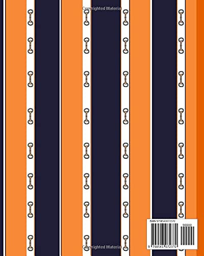 Oakveil Classic Snaffle Bit Composition Notebook: College Rule, Equestrian Themed Navy & Orange Thought Keeper