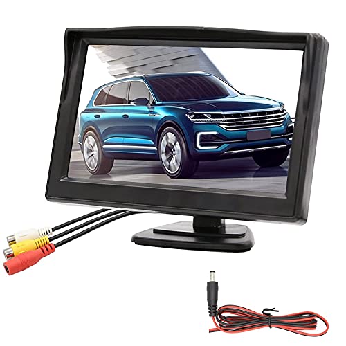OBEST Pantalla LCD de 5 Pulgadas, Monitor de Respaldo de Cámara de Marcha Atrás Impermeable para Vista Trasera, para Camioneta SUV Automóvil, DC 12V