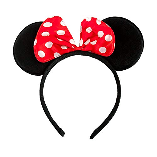 Oblique Unique® Disfraz de ratón para mujer, rojo, blanco y negro, con tutú, diadema con orejas de ratón y lazo, para carnaval, fiestas temáticas