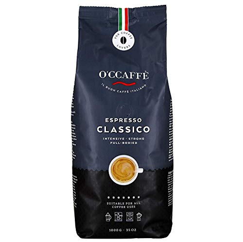 O'ccaffè – Espresso Classico | 1 kg de granos enteros | café crema bajo en acidez y aromático | tostado extra lento de tambor de un negocio familiar italiano