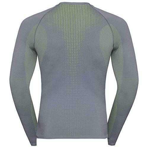 Odlo Bl Top Crew Neck L/S Performance Warm Camiseta, Hombre, tradewinds - safety yellow (neon), M