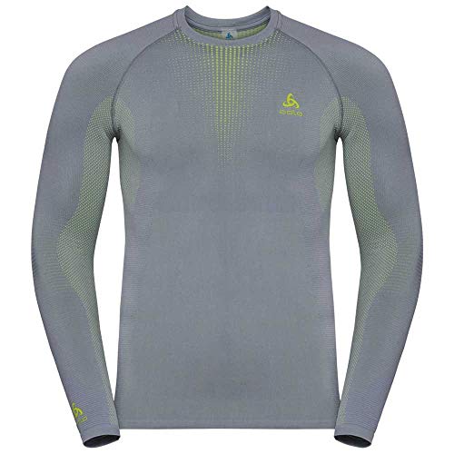 Odlo Bl Top Crew Neck L/S Performance Warm Camiseta, Hombre, tradewinds - safety yellow (neon), M
