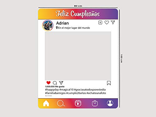 Oedim Photocall en Cartón Instagram Feliz Cumpleaños Original Personalizado | 80x100cm | Photocall Económico y Original | Photocall Troquelado