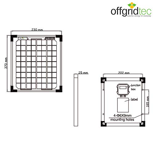 Offgridtec 10 W panel solar fotovoltaico, 3-01-001265