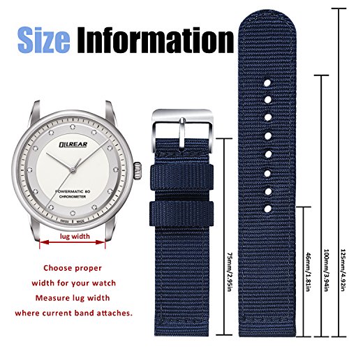 OLLREAR Nylon Correa Reloj Lienzo Correa Relojes Militar del ejército - 13 Colors & 4 Sizes - 18mm, 20mm, 22mm, 24mm (20mm, Dark Blue)