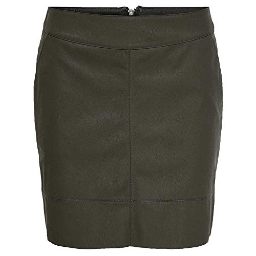 Only Onlbase Faux Leather Skirt Otw Noos Falda, Gris (Peat Peat), 38 para Mujer