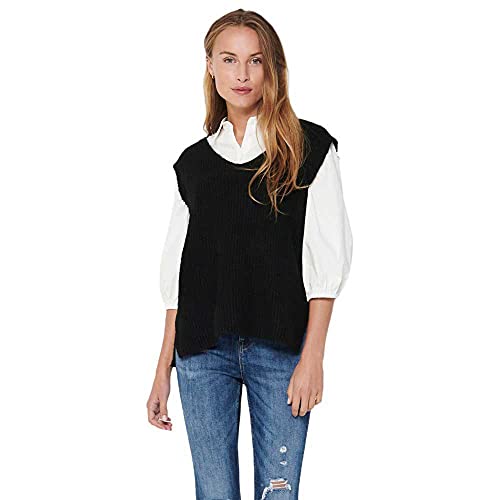 Only ONLCORA Vest EX KNT Chalecos suteres, Negro, M para Mujer