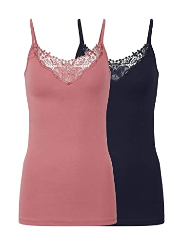 Only Onlkira Lace Singlet 2 Pack Noos Camiseta sin Mangas, Azul (Night Sky Pack: Night Sky/Withered Rose), Large 2 para Mujer