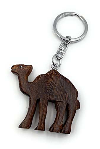 Onwomania Llavero de madera Camel Cloven Hoofed Desert Animal Mamífero Dromedario Colgante Charm