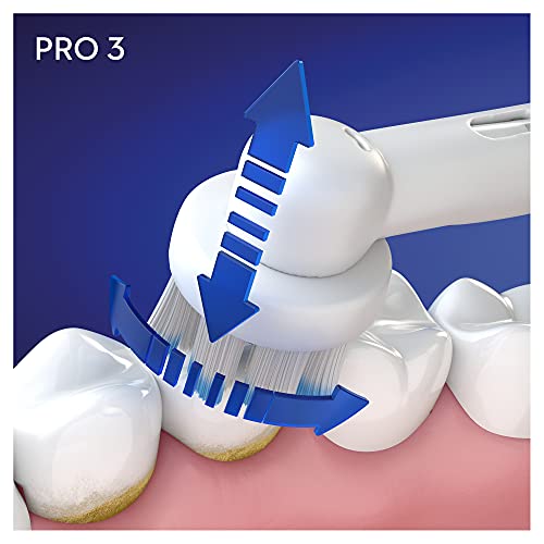 Oral-B PRO 3 Cepillo de Dientes Eléctrico con Mango Recargable, Tecnología Braun, 1 Cabezal de Recambio y Sensor de Presión Visible, 3000 - Azul