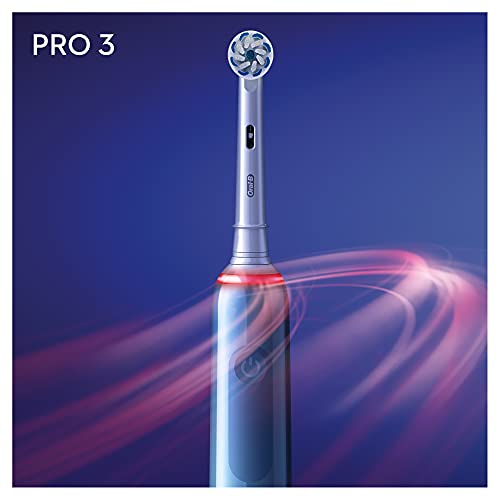 Oral-B PRO 3 Cepillo de Dientes Eléctrico con Mango Recargable, Tecnología Braun, 1 Cabezal de Recambio y Sensor de Presión Visible, 3000 - Azul