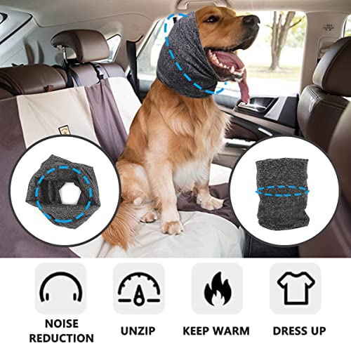 Orejeras de Aseo para Perros Pequeño Protección contra el Ruido, Calentador de Orejas y Cuello para Pequeño Perros, Alivio de la Ansiedad y Protectores de oídos para Perros Calmantes, Gris M