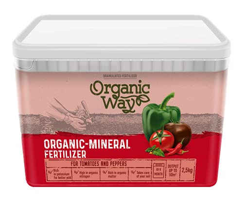 Organic Way | FERTILIZANTES PARA TOMATE Y VERDURAS, PELLETS | Fertilizante granulado | Abono orgánico - mineral | Estiércol vegetal | Abono para tomates | Paquete de 2,5 kg