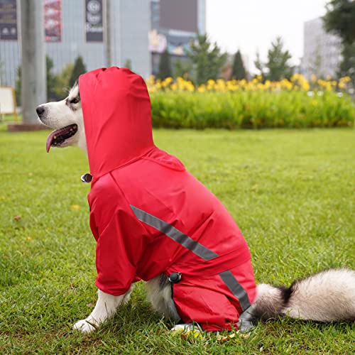 Oslueidy Chubasquero Dog Poncho Impermeable para la Lluvia para Perros Tiras Reflectantes Seguras Chaqueta Impermeable Ajustable por Grandes Pequeños Medianos Gatos Perros (Rojo, XXL)