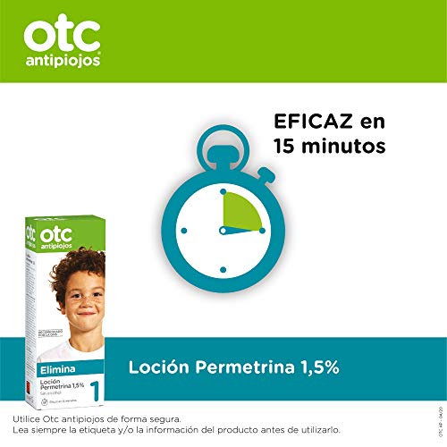 OTC Antipiojos - Loción con Permetrina 1,5% para Eliminar Piojos en 15 Minutos, incluye Gorro + Lendrera - 125 ml