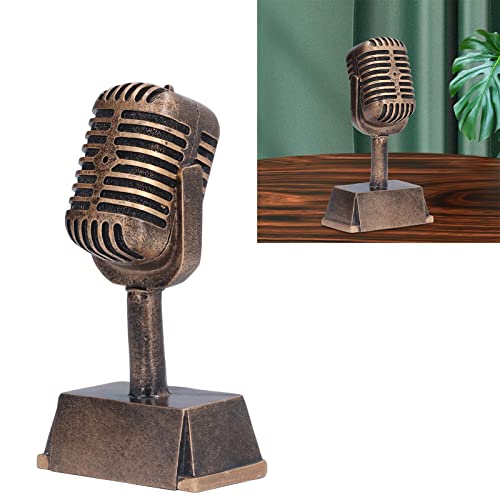 OUKENS Trofeo de micrófono, Trofeo de Premio de música, Resina sintética, micrófono Decorativo, Adorno de Mesa para Karaoke, competiciones de Canto