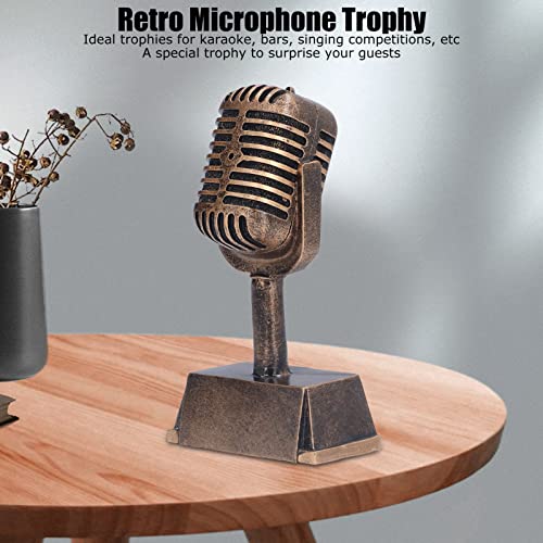 OUKENS Trofeo de micrófono, Trofeo de Premio de música, Resina sintética, micrófono Decorativo, Adorno de Mesa para Karaoke, competiciones de Canto