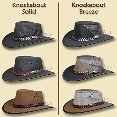 Oztrala Sombrero de piel de aceite de lona australiana Outback cuero para hombre negro Cowboy Bucket HCKS HCKB UK